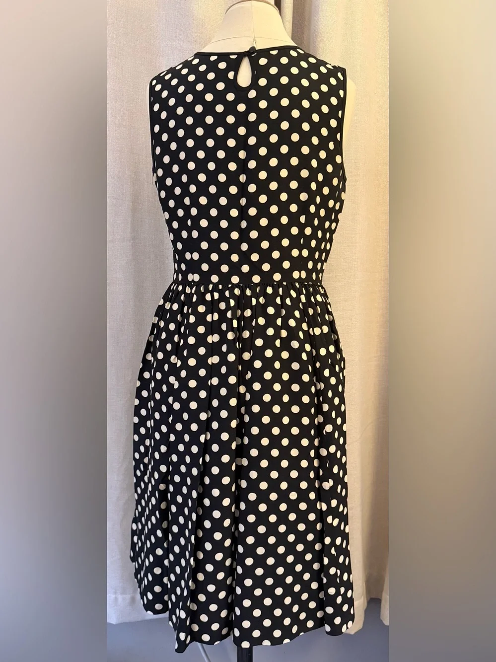 kate spade Black and White Polka Dot Sleeveless Fit-and-Flare Dress